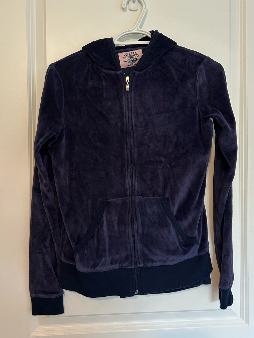 Steve & Barry's Velour Zip Hoodie - blue